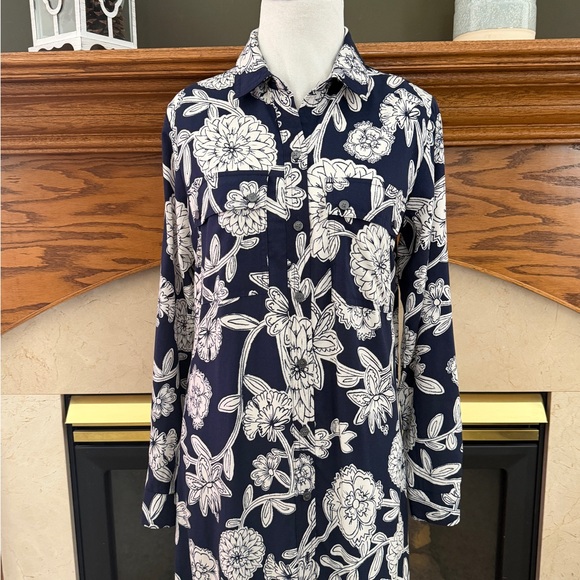 LOFT Floral Midi Pocket Shirtdress with Pockets Size XSmall NWOT - Picture 5 of 16